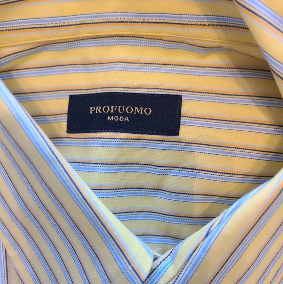 Profuomo Men's Classic Short Sleeve Shirt, Size: Small,  Color: Yellow - Picture 4 of 12